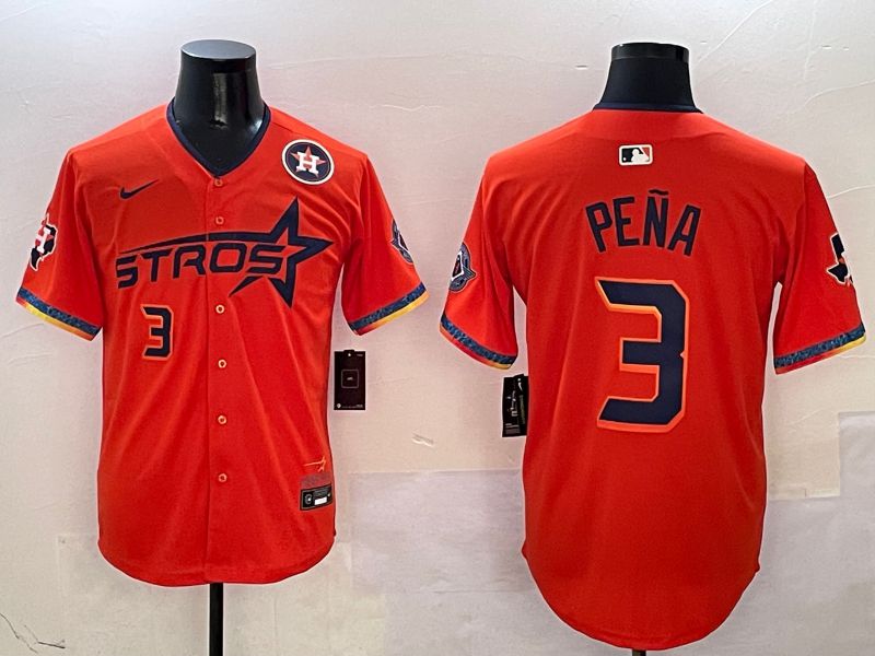 Men Houston Astros #3 Pena Orange Fourth generation Joint Name Nike 2025 MLB Jersey style 5